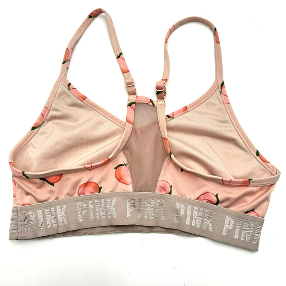 VICTORIA'S SECRET Small Pink Ultimate Peach Emoji Sports Bra Adjustable Straps - Picture 2 of 4